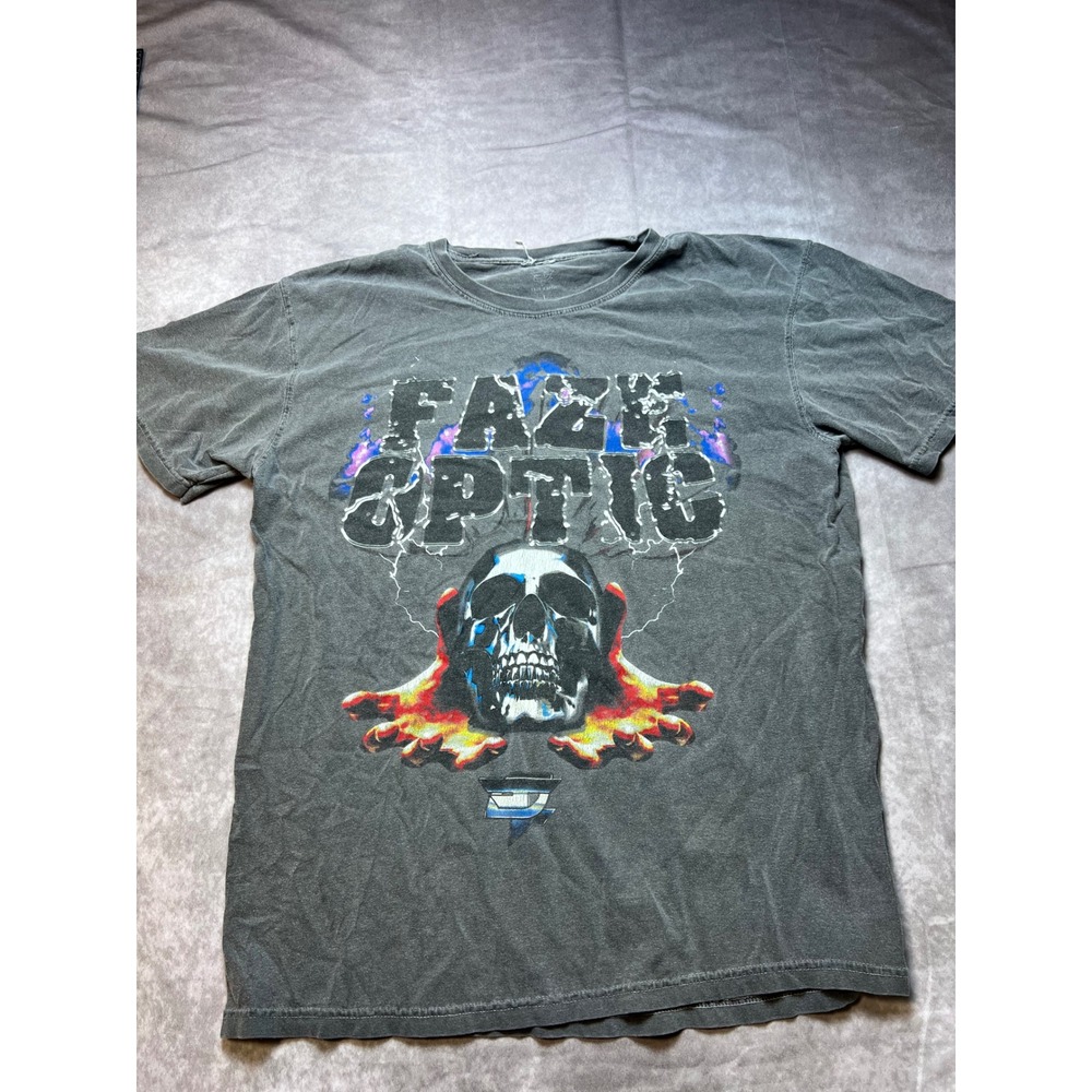 FaZe Clan x OpTic Gaming Mens Large Grey Skull Graphic T-Shirt Esports Tee